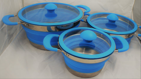 Collapsible Blue or Grey Pots 1ltr, 1.5L & 3Ltr