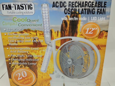 Fan Oscillating 12" with LED Lighting & Radio