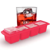 JSK - Slim, Silicone Ice Cube Tray with Lid,  Extra Large Ice Cubes (2 Tray Pack)