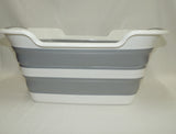 Collapsible White/Grey Laundry Basket